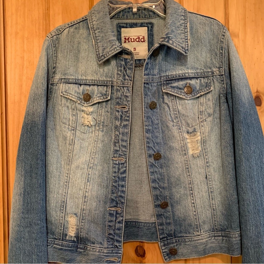 MUDD Distressed Denim Jacket Short Sz S - Picture 2 of 9